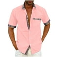 thumbnail image 1 of Birdeem Mode Homme Décontractée Couleur Unie Manches Courtes Col Rabattu Chemisier Chemise, 1 of 1
