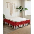 thumbnail image 2 of Christmas Winter Bed Skirt King Size 16&nbsp;Inch Drop, Snowflakes Pine Tree Simple Red Wrap Around Dust Ruffle Bedskirts, Wrinkle & Fade Resistant Easy Fit Bedskirt with Adjustable Elastic, 2 of 8
