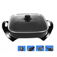 thumbnail image 1 of 16-Inch Deep Capacity Electric Skillet with 10.5 Quart Non-Stick Scratch-Proof Surface, Adjustable Temperature Control, Glass Vented Lid, and Easy-Pour Spout - Black Finish, 1 of 4