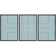 thumbnail image 3 of PixonSign Framed Wall Art Print Set Blue & White Square Line Pattern Abstract Shapes Illustrations Modern Art Chic Relax/Calm Multicolor Pastel for Living Room, Bedroom, Office - 24"x36"x3 Black, 3 of 5