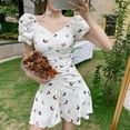 thumbnail image 1 of Robe Tube Sexy pour Femmes Mode Imprimé Papillon Femme Manches Courtes Extensible Robe Moulante Clubwear de Vacances Robe Mini Blanche TG, 1 of 6