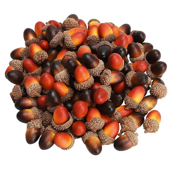 50Pcs/Set 3cm Artificial Acorns Realistic Mini Reusable Anti-fade DIY Foam Halloween Christmas Table Decoration Fake Nuts Models for Party-Mix Color