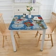 thumbnail image 3 of nygtbtfer Blue Christmas Print Vinyl Flannel Backed Tablecloth, Winter Snowmen Tablecloth White, 3 of 7