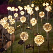 Decorative LED Solar Stake Light, 2 Pack Outdoor Solar Globe Lights Waterproof Solar Landscape Path Light for Yard, Patio, Walkway, Warm White