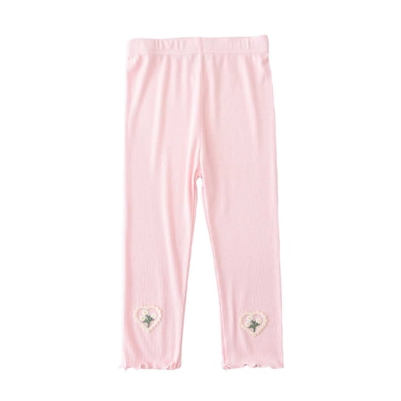 Nilvkv Girls Leggings, Leggings for Girls, Solid Color Ribbed Lightweight Fitted Capri Leggings Sporty Summer Casual Daily Pink 7-8 Years