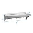 thumbnail image 3 of Danolapsi Stainless Steel Wall Mount Shelf 12" x 24" - Multifunctional Metal Storage Rack with Backsplash and 5 Hooks-Good for Restaurant, Bar,Home,Kitchen,Laundry,Garage and Utility Room, 3 of 9