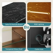 Bestier TV Stand for TVs up to 70 with LED Light, Entertainment Center for PS5 with Shelves, Black Marble