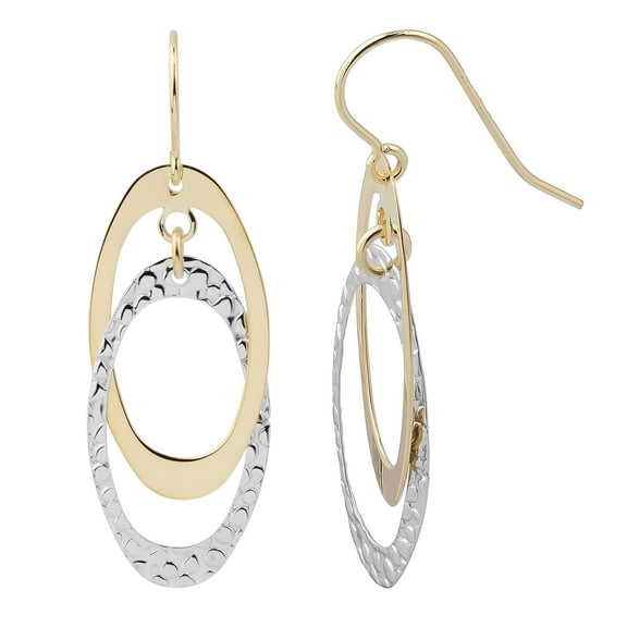 KoolJewelry 14k Two-tone Gold Double Oval Dangle Earrings