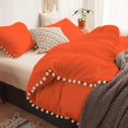 thumbnail image 3 of DNG Creations 1 Piece White Pom Pom Duvet Cover with Zipper Closure, 100% Egyptian Cotton, 800 Thread Cotton ( Full/Queen - Solid Orange ), 3 of 5