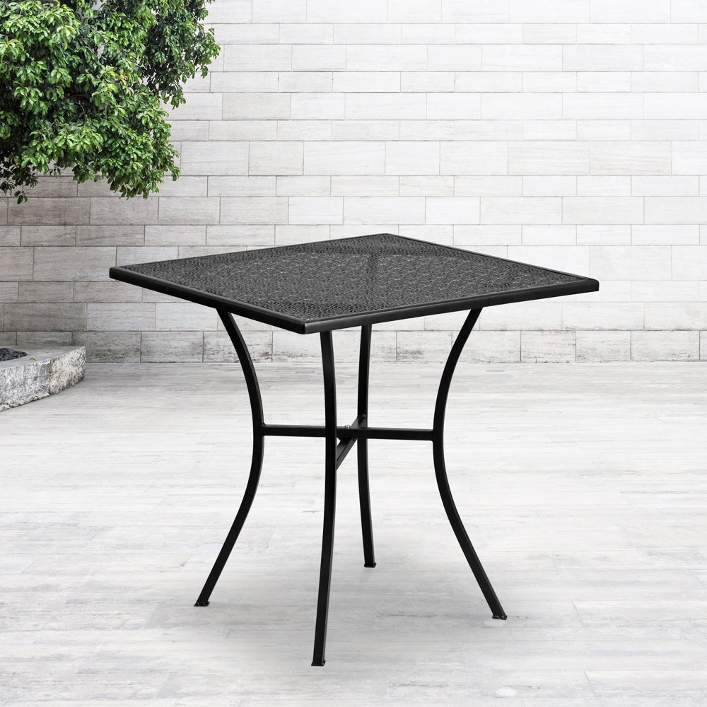 Commercial Grade 28" Square Black IndoorOutdoor Steel Patio Table
