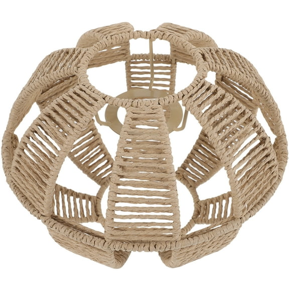 unbranded Wicker LED Woven Lampshade Rustic Lamp Decoration Man 22x22cm Light Brown
