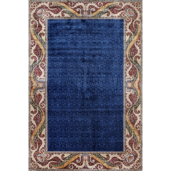 Navy Geometric Area Rugs for Living Room Washable Rugs Boho Moroccan Area Rug Soft Neutral Geometric Bohemian Carpet Distressed Indoor Rug for Bedroom Dining Room Office Foldable Nonslip Rug