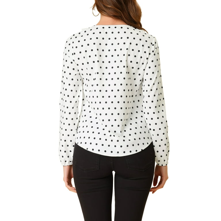 RUFFLED POLKA DOT BLOUSE - Black / White