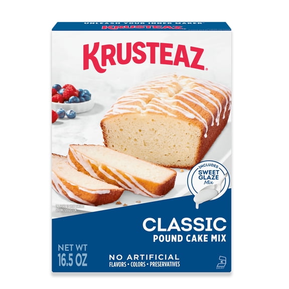 Krusteaz Classic Pound Cake Mix, Pound Cake Baking Mix with Glaze, 16.5 oz Box