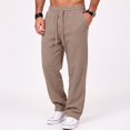 thumbnail image 2 of Men's Jogger Pants Elastic Waist Button Fly Loose Fit Solid Color Casual Sweatpants Lounge Trousers with Pockets, 2 of 7