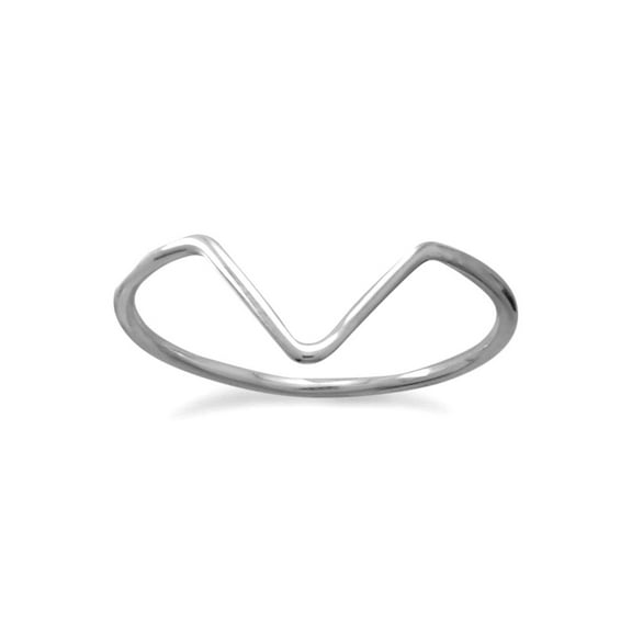 Polished 925 Sterling Silver Thin V Ring 1.4mm Wide Size 4 Ring for Women