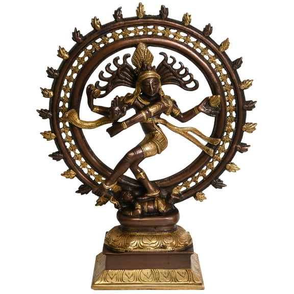13" Nataraja Brass Sculpture | Handmade | Made in India - Brass Statue - Color Brown Gold