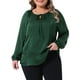 thumbnail image 1 of Agnes Orinda Camisas de Tallas Grandes para Mujeres, Blusa Elegante de Manga Larga con Lazo en el Escote, Otoño 2025, 3X Verde, 1 of 6