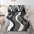 thumbnail image 1 of Erosebridal Ensembles de Literie à Rayures Grises Format Simple, Ensembles de Couette Chic Papillon avec Draps, Réversible 7 Pcs, 1 of 5
