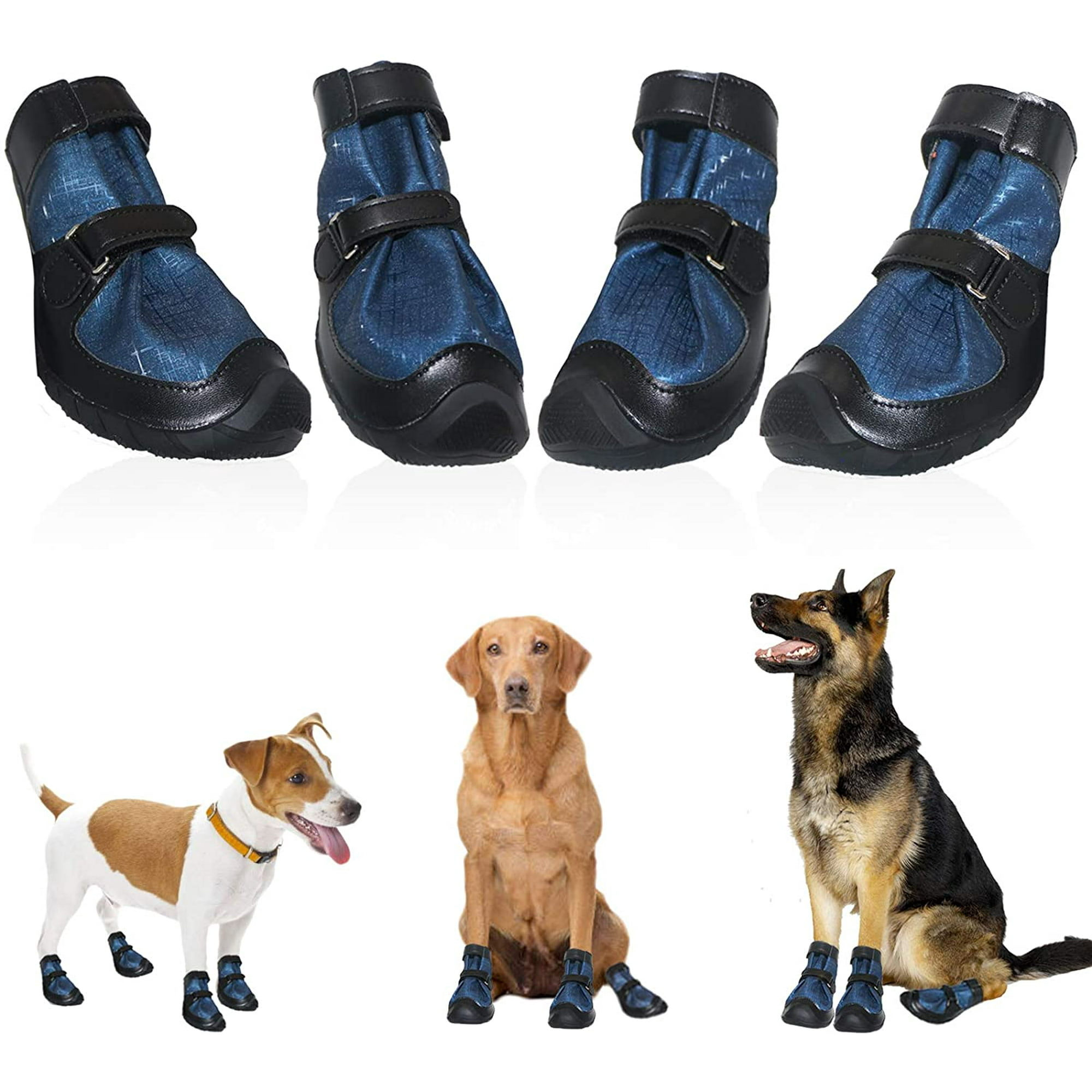 Iguohao Anti Loose Dog Boots Dog Booties Shoes With Velcro Strap Rugged Anti Slip Sole And Skid Proof waterproof Outdoor Dog Shoes For Small Medium L