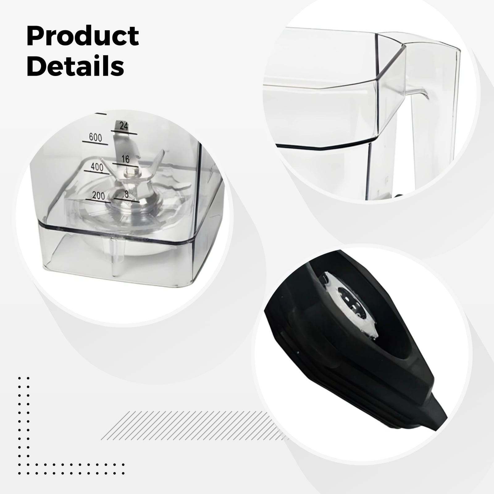 2L Blender Replacement Pitcher – Compatible with Ninja Blenders, Square Shape, BPA‑Free Plastic, Leak‑Proof Lid, for Smoothies, Milkshakes & Crushing Ice