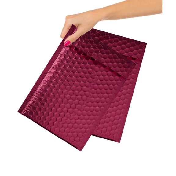 Dark Red Metallic Bubble Mailers, Padded Self Seal Envelopes, 100 Count, 6.5 x 10 in