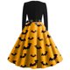 thumbnail image 4 of Women's Fashion Round Neck Casual Slim Fit Halloween Printed Long Sleeve Dress, 4 of 4