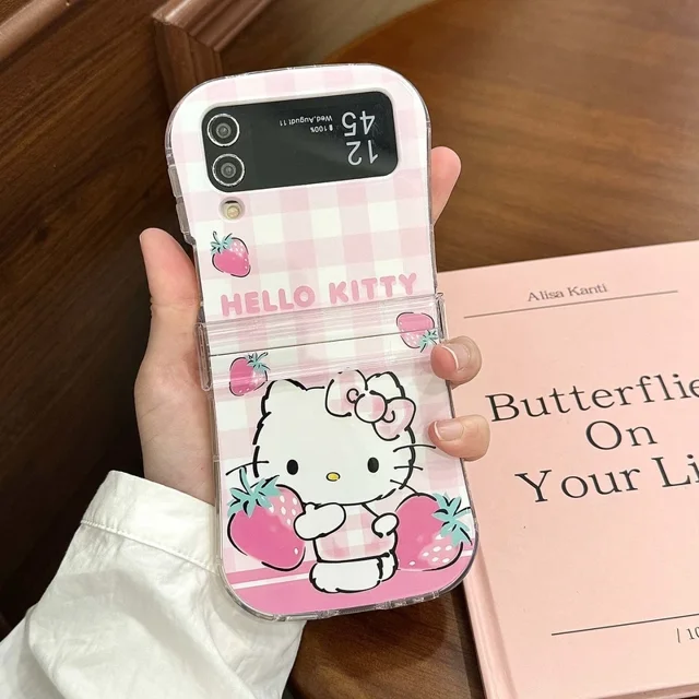 Cute Sanrio Hello Kitty Étui en TPU Fraise pour Samsung Z Flip 3-6