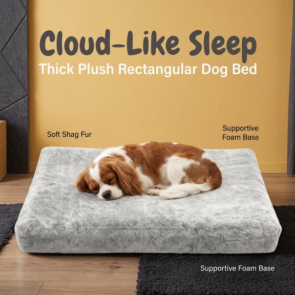 Doulami Dog Bed for large dogs 105x70x6cm, Corduroy Pet Mattress with Removable Washable Cover, Non Slip Bottom Crate Dog Pad, Joint Relief Dog Mat, Light Gray