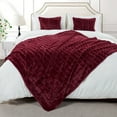 thumbnail image 6 of Home Soft Things Plush Faux Fur Throw & 2 Pillow Covers Set - Burgundy - 60"x80"/18"x18" Jumbo, 6 of 9