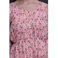 thumbnail image 4 of Bimba Orange Leaves & Flowerpecker Bird Floral Print Button Down Long Sleeve Midi Dress Women Clothing-Small, 4 of 7