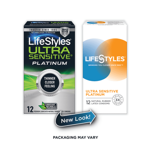 Lifestyles Ultra Sensitive Platinum Latex Condoms, 12 Count