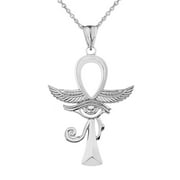 ANKH WITH EYE OF HORUS PENDANT NECKLACE IN STERLING SILVER :  Pendant with 18" chain