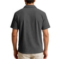 thumbnail image 3 of Yifymode Men's Cotton Blend Ribbed Short Sleeve Polo Shirt, Three-Button Placket Classic Casual Fit Top Black L, 3 of 3