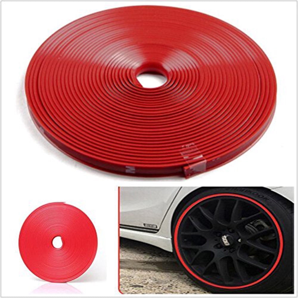 G · PEH Wheel Protector Ring 26FT/8M Automotive Wheel Protectors Strip for Tire Rim Decoration Sticker RED 