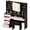 Black w/Pink Drawers, variant on Ktaxon Large 47.2" Makeup Vanity with 3 Color Lights, Vanity Desk with USB Charging Station, Vanity Makeup Table with Visible Drawers, Hidden and Open Storage Shelves, White