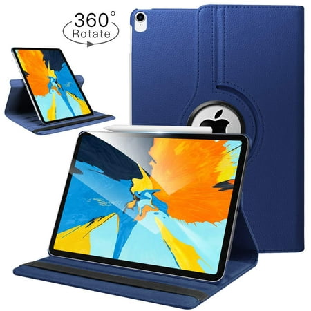 360 Degree Smart Rotating Leather Case for iPad Pro 12.9 inch (3rd Generation) - Navy (Best Ipad Third Generation Case)