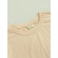 thumbnail image 5 of hirigin Children Summer Two Piece Suit, Solid Color Round Neck Short Sleeve T-shirt Elastic Waist Shorts with Pockets, 5 of 9