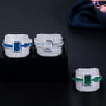 thumbnail image 5 of Silver Plated Green Cubic Zircon Stone Bridal Cocktail Wedding Band Square Ring, 5 of 8