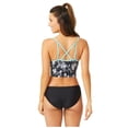 thumbnail image 4 of Free Country BLACK/PALE ARUBA Floral Camo V-Neck Croptini Swim Top, US Large, 4 of 4