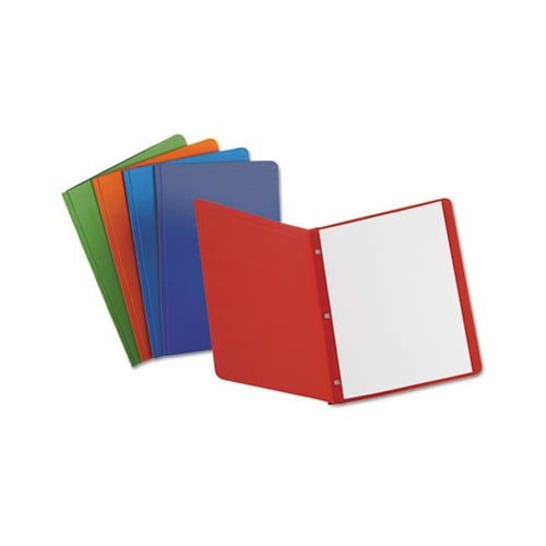 Report Cover 3 Fasteners, Panel and Border Cover, Assorted Colors, 25/Box