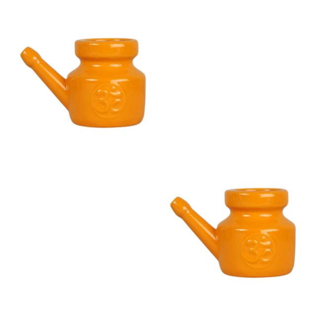tssuouriy 350ml Ceramic Neti Pot for Reliable Sinus Rinse Durable Construction Orange 5.51 Inchx3.94 Inchx4.13 Inch 2Set