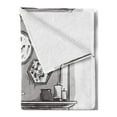 thumbnail image 2 of Cozy Soft Flannel Fleece Throw Blanket, Greyscale Sketchy Illustration of Cozy Edge of Home with Log, Cozy Plush for Indoor and Outdoor Use, 50" x 70", Pale Taupe Dimgray White, by Ambesonne, 2 of 5