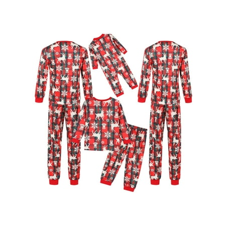 

Ma&Baby Family Matching Christmas Pajamas Snowflake Elk Print Long Sleeve Shirt Pants Sleepwear Pjs Set