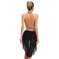 thumbnail image 2 of YiZYiF Women Glittery Rhinestone Modern Lyrical Dance Costume Flowy Tulle Skirt Ballet Leotard Dress Black XL, 2 of 6