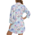 thumbnail image 2 of Xoenoiee Starfish Seashell Conch Coral Print Bathing Suit Cover Up for Women Lightweight Swimsuit Coverup Dress Long Sleeve Button Shirt Beach Cover Ups Summer Vacation Outfit, Size XL, 2 of 7