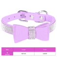 thumbnail image 5 of Light Purple M 42x2.0cm Suede Microfiber Double Bowknot Crystal Sparkle Rhinestone Cat Collar Pet Supply, 5 of 5