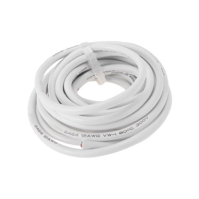 Cables eléctricos únicos para automóviles, cable de alimentación de 20 pies, blanco, TC, 1 pieza, 12AWG, 2 conductores, completamente aislado y con chaqueta de tacto suave, universal