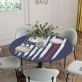 thumbnail image 5 of Vintage Navy Blue Baseball Round Fitted Tablecloth with Elastic Edge,Waterproof Table Cloth Fits Tables Up to 36"-44",Wipeable Washable Table Cover for Indoor Outdoor Dinning Party,USA Flag Abstract, 5 of 9