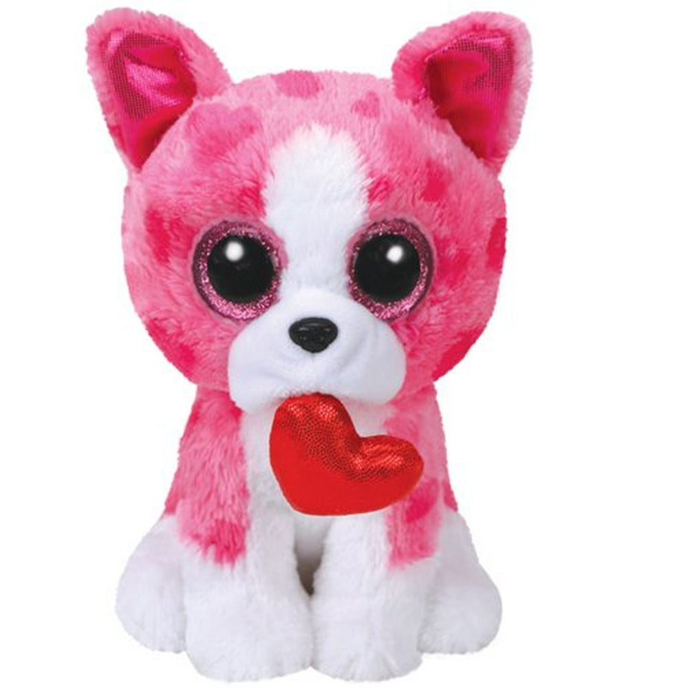 TY Beanie Boos Valentines Romeo the Pink Dog (Glitter Eyes) Small 6